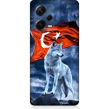 Teknomeg Xiaomi Redmi Note 12 Pro Plus Uyumlu Kurt Göktürk ve Bayrak Desenli Silikon Kılıf