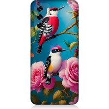 Teknomeg Reeder P13 Blue 2022 Uyumlu Arı Kuşu ve Gül Desenli Silikon Kılıf