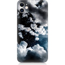 Teknomeg Apple Iphone 12 Uyumlu Bulutlu Bir Gece ve Yıldızlar  Desenli Silikon Kılıf