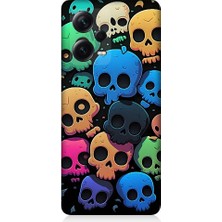 Teknomeg Xiaomi Redmi Note 12 Pro Plus Uyumlu Renkli Kurukafalar Desenli Silikon Kılıf
