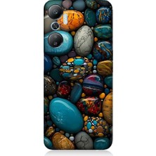 Teknomeg Infinix Hot 20 Uyumlu Renkli Doğal Taşlar Desenli Silikon Kılıf