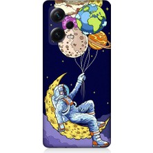 Teknomeg Xiaomi Redmi Note 12 Pro Plus Uyumlu Astranot ve Gezegen Balonlar Desenli Silikon Kılıf