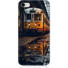 Teknomeg Apple Iphone 8 Uyumlu Eski Sarı Tren Desenli Silikon Kılıf