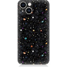 Teknomeg Apple Iphone 13 Uyumlu Uzay ve Gezegenler Desenli Silikon Kılıf