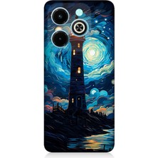 Teknomeg Infinix Hot 40I Uyumlu Ay Işığında Yalnız Deniz Feneri Desenli Silikon Kılıf