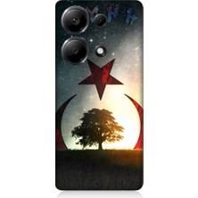 Teknomeg Redmi Note 13 Pro 4g Uyumlu Göktürkçe Türk ve Ağaç Bayrak Desenli Silikon Kılıf
