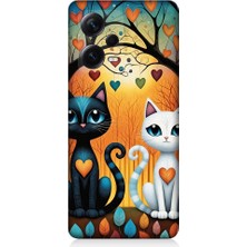Teknomeg Xiaomi Redmi Note 12 Pro Plus Uyumlu Aşık Siyah ve Beyaz Kediler Desenli Silikon Kılıf
