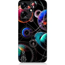 Teknomeg Infinix Hot 30 Uyumlu Sci Fi Gezegenler ve Vektörler Desenli Silikon Kılıf