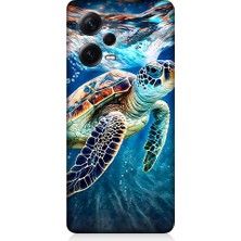 Teknomeg Xiaomi Redmi Note 12 Pro Plus Uyumlu Deniz Kaplumbağası Desenli Silikon Kılıf