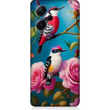Teknomeg Xiaomi Redmi Note 12 Pro Plus Uyumlu Arı Kuşu ve Gül Desenli Silikon Kılıf