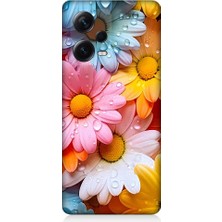 Teknomeg Xiaomi Redmi Note 12 Pro Plus Uyumlu Renkli Çiçekler Damlacık Desenli Silikon Kılıf