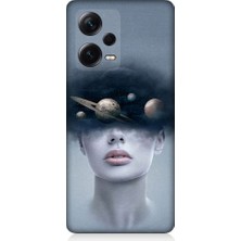 Teknomeg Xiaomi Redmi Note 12 Pro Plus Uyumlu Kadın ve Evren Desenli Silikon Kılıf