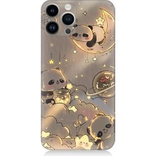 Teknomeg Apple Iphone 14 Pro Max Uyumlu Panda ve Gezegenler Desenli Silikon Kılıf