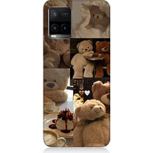 Teknomeg Vivo Y33S Uyumlu Sevgili Aşık Ayılar Desenli Silikon Kılıf