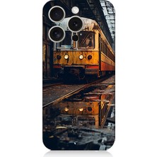 Teknomeg Apple Iphone 15 Pro Max Uyumlu Eski Sarı Tren Desenli Silikon Kılıf