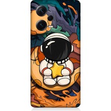 Teknomeg Xiaomi Redmi Note 12 Pro Plus Uyumlu Astranot Ay ve Yıldız Desenli Silikon Kılıf