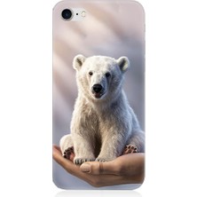 Teknomeg Apple Iphone 8 Uyumlu Sevimli Kutup Ayısı  Desenli Silikon Kılıf