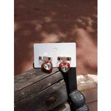 Miu Miu Miumiukids Kırmızı Kalp Taşlı Küpe