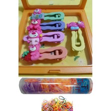 Gökbin Kadın Kız Çocuk Çilekli, Hello Kitty, Ayıcıklı, Tavşanlı, Sanrio, Kuromi Kawaii Prenses Toka 5'li Kutu