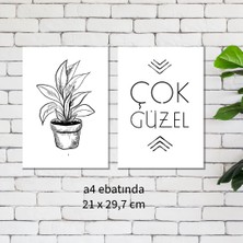 Fatofotofan Minimalist Çok Güzel 2'li  Poster Çerçevesiz A4 Ebat