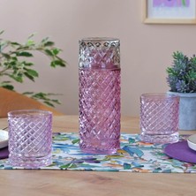 Glore Kafes Mor - Füme Başucu Sürahisi ve Bardak Takımı