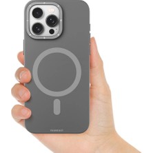 YoungKit iPhone 14 Pro Max Uyumlu Kılıf Velvet Magnet Serisi Kapak Gri