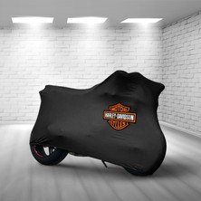 Ultra Shop Harley-Davidson Fat Boy Flstfı Siyah Kumaş Motosiklet Brandası Logo Baskılı Penye Motosiklet Branda