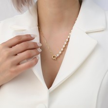 Nox Jewelry 925 Ayar Gümüş Cream Tatlısu Incisi Kolye-6mm