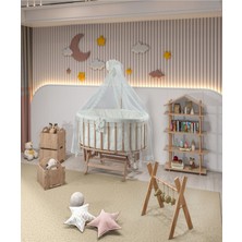 Bebekonfor Krem Fransız Uyku Seti ile Amedan Gold Sepet Bebek Beşikleri