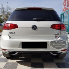 ŞüsCarOto Aksesuar Vw Golf 7 Uyumlu Araca Özel Parlak Siyah Oem Arka Difüzör Highline Difizör Tırnaklı Krom Egzoz Çıkışlı Arka Tampon Eki Ithal 1.sınıf