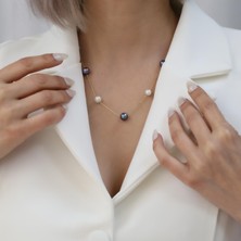 Nox Jewelry 925 Ayar Gümüş Creamrose & Tavuskuşu Tatlısu Incisi KOLYE-8MM/10MM