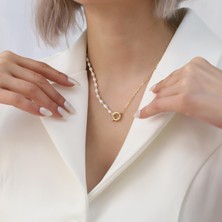 Nox Jewelry 925 Ayar Gümüş Barock White Tatlısu Incisi Kolye-4mm