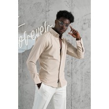 Advante Armürlü Likralı Yaka Düğmeli Slimfit Yazlık Gofre Kumaş Gömlek