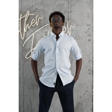 Advante Çizgili Yaka Düğmeli Katlamalı Kol Pamuklu Slimfit Yazlık Keten Gömlek