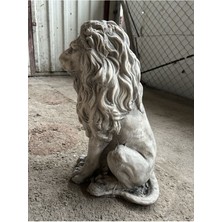 Libre Design Dekoratif 53CM Gri Aslan Heykeli Bahçe Dekorasyonu Biblo