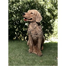 Libre Design Dekoratif 35CM Kahverengi Çoban Köpeği Heykeli Biblo Bahçe Dekorasyonu