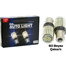 Reycar LED Ampul 12V Tek Duy 144 LED Düz - Çakarlı Şeffaf Beyaz 2 Adet