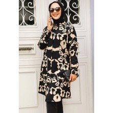Neva Style Desenli Siyah Tesettür Tunik 11685S