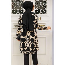 Neva Style Desenli Siyah Tesettür Tunik 11685S