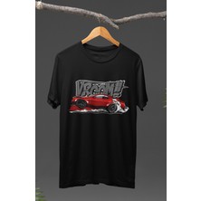 Fuddy Moda  Vroom Dodge Challenger Baskılı T-Shirt, Araba Yarış Temalı Baskılı Tişört