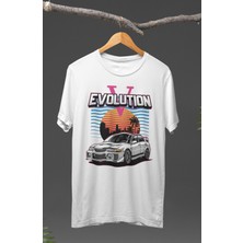 Fuddy Moda  Mitsubishi Lancer Evolution Evo V  Baskılı T-Shirt, Araba Yarış Temalı Baskılı Tişört