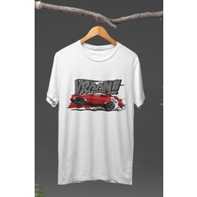 Fuddy Moda  Vroom Dodge Challenger Baskılı T-Shirt, Araba Yarış Temalı Baskılı Tişört