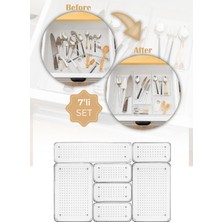 Vienev 7li Şeffaf Çekmece Içi Modüler Düzenleyici Organizer 1x(D.dkdrtgn) 2x(O. Dkdrtgn) 4x(K.dkdrtgn)