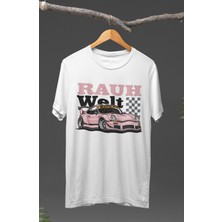 Fuddy Moda  Porsche Rauh Welt Baskılı T-Shirt, Araba Yarış Temalı Tişört