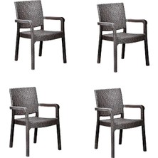 Holiday Troya Rattan Koltuk Kahverengi | 4'lü Set