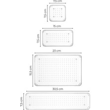 Vienev 12LI Şeffaf Çekmece Içi Düzenleyici Organizer 4x(K.kare K.dkdrtgn) 3x(D.dkdrtgn) 1x(O.dkdrtgn)