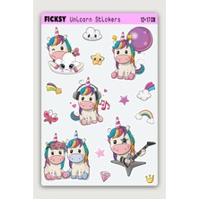 Ficksy Unicorn Tek Boynuzlu At Sticker Seti 15 Adet Etiket Çıkartma