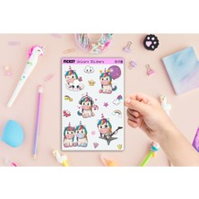 Ficksy Unicorn Tek Boynuzlu At Sticker Seti 15 Adet Etiket Çıkartma