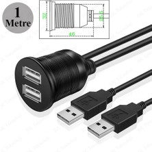 BK Teknoloji 2 Bağlantılı Gömme Panel Montaj USB Uzatma Kablosu 1 Metre