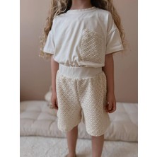 Jolly Kids Kız Çocuk Krem Dantelli Şortlu Takım